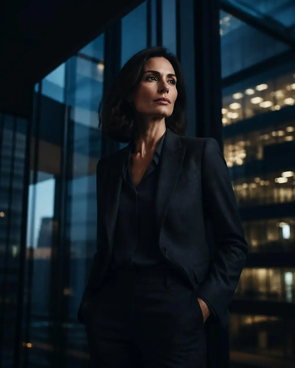 Spuke business banking member in a glass office at dusk