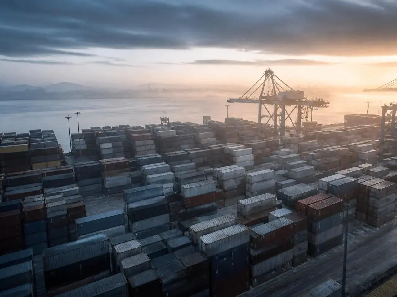 Shipping containers stacked in an orderly grid, standing for organised reference material
